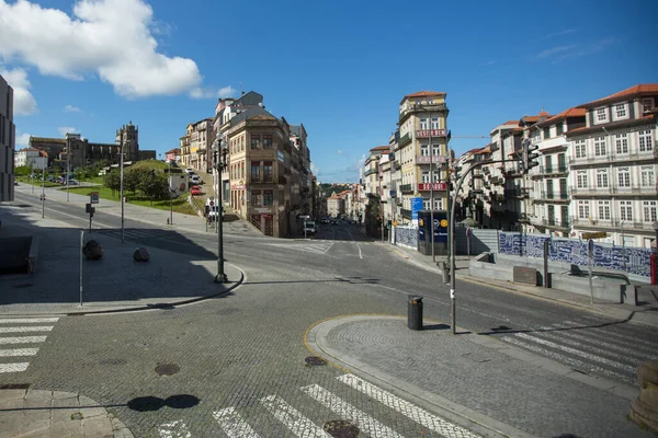 Porto Portugal Abril 2020 Calles Vacías Centro Oporto Durante Pandemia —  Fotos de Stock