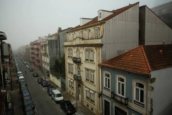 Buildings Street Foggy Weather Porto Portugal — Stock Photo, Image