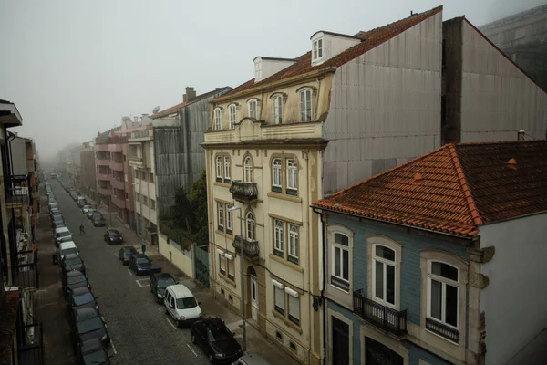 Buildings Street Foggy Weather Porto Portugal Royalty Free Stock Photos