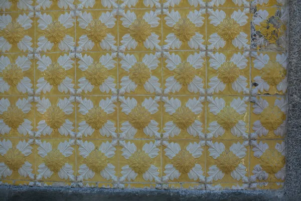 波尔图街上的传统瓷砖墙 镀锡釉面 Azulejos瓷砖 — 图库照片