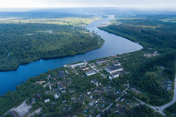 Ovanifrån Floden Svir Och Skogar Leningradregionen Ryssland — Stockfoto