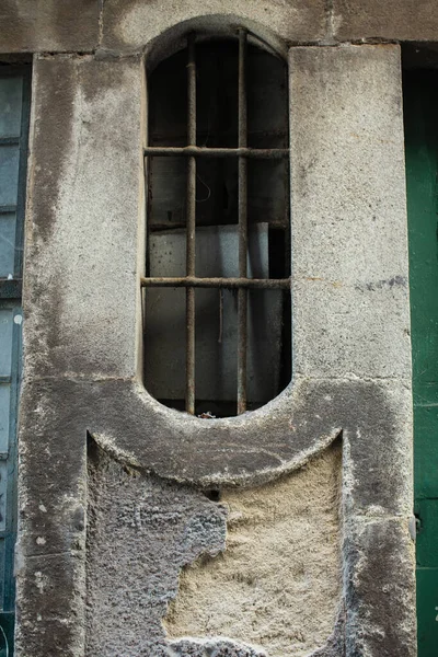 Fragment Façade Bâtiment Abandonné Dans Vieille Partie Porto Portugal — Photo