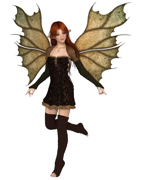 Autumn Fairy with Leafy Wings — Stock Photo, Image