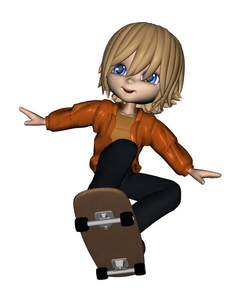 Niedliche Zeichentrick-Skateboard Junge - 1 — Stockfoto