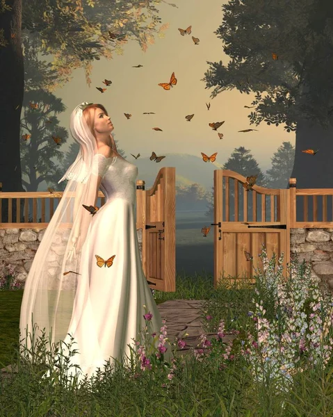 Mariposa jardín novia - 1 Fotos De Stock