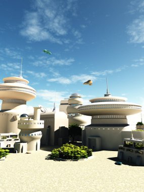 Gelecekte bilim kurgu şehir binaları