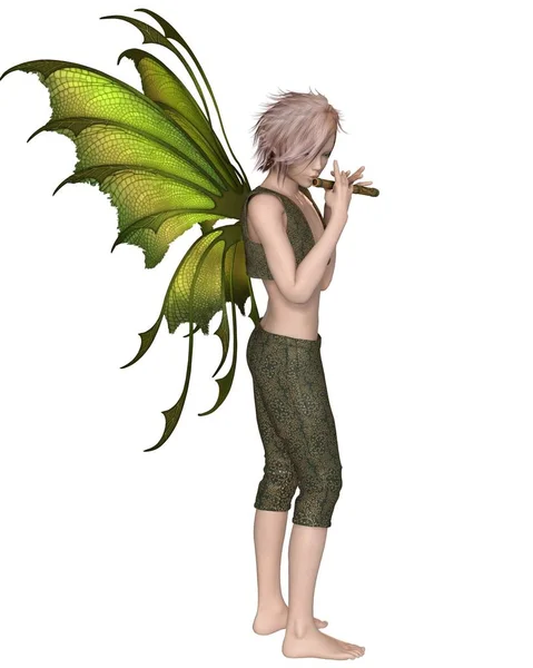 Fairy Boy Playing a Flute — Stock Photo, Image