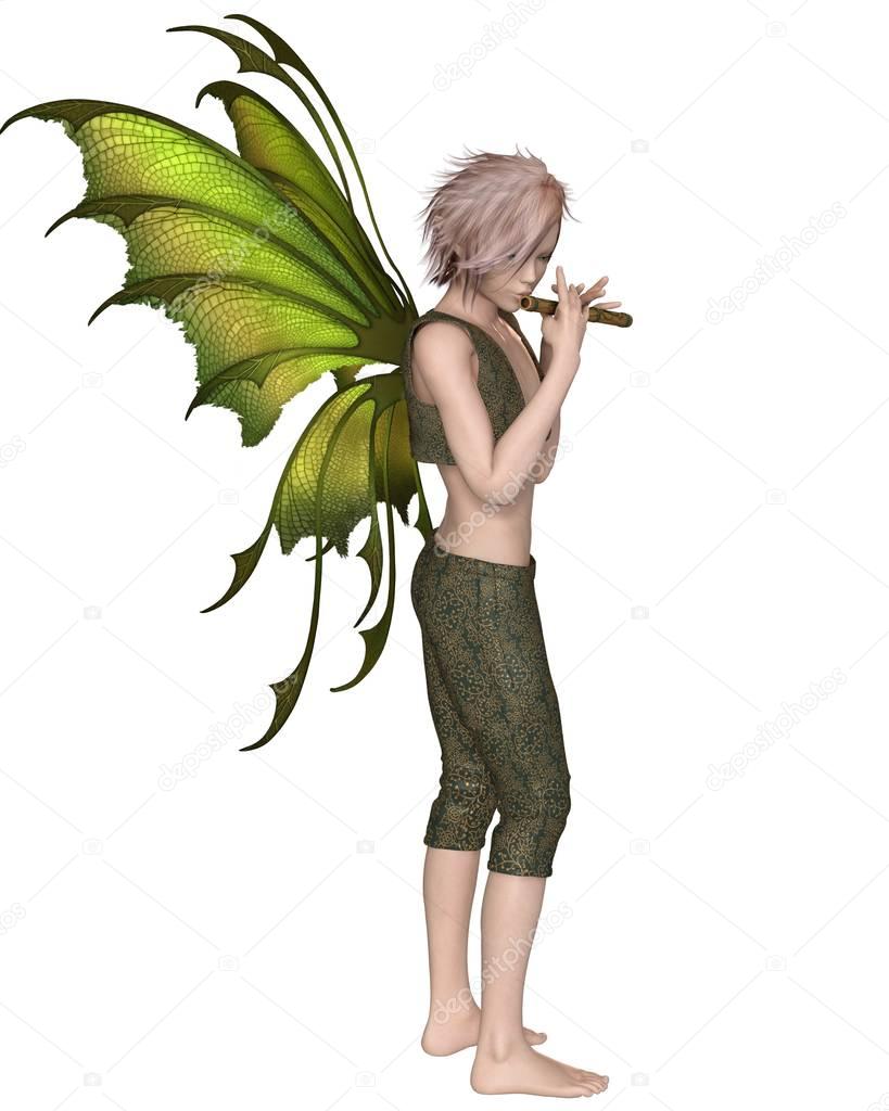 Fairy Boy Playing a Flute — Stock Photo © 157022938