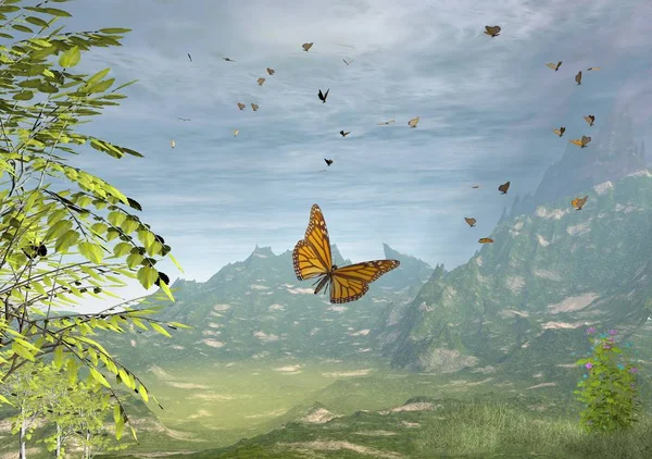 Monarch Butterfly Swarm — Stock Photo, Image