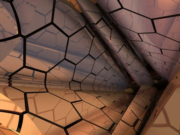 六角管抽象的なテクスチャ 背景と壁紙のためのフラクタル サイエンス フィクション デザイン — ストック写真