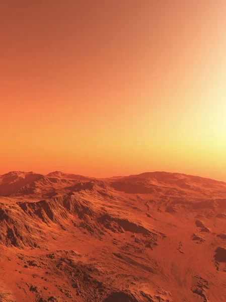 科幻插图的假想火星景观 数字渲染插图 — 图库照片