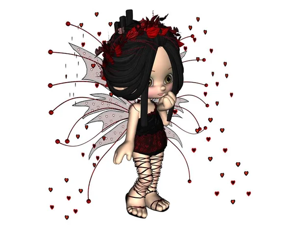 Schattig Toon Valentine Fairy Schattig Toon Valentijnsdag Sprookje Met Hartvormige — Stockfoto
