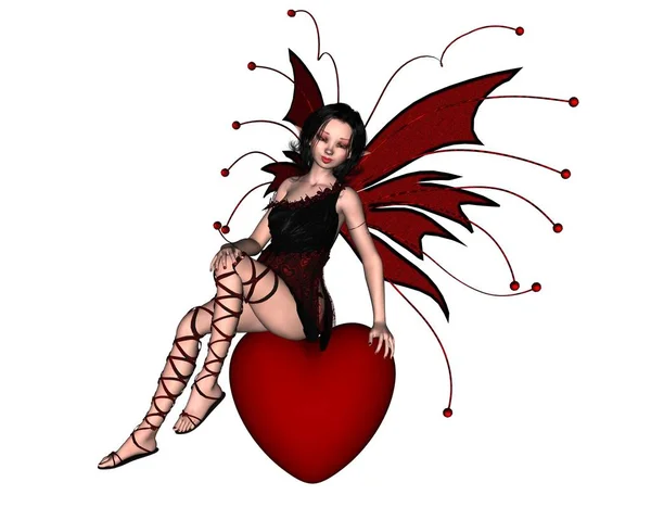 Niedliche Valentine Elfe Fantasie Illustration Einer Niedlichen Valentine Elfe Auf — Stockfoto