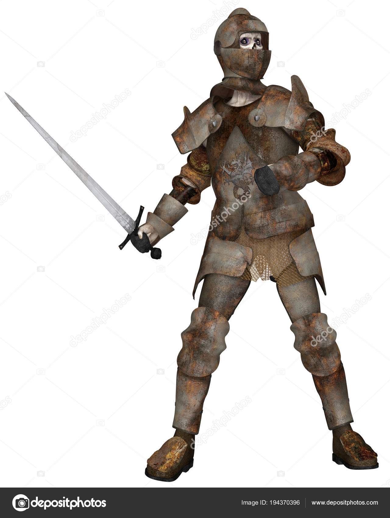 Undead Zombie Knight Attacking Pose Fantasy Illustration Undead Zombie