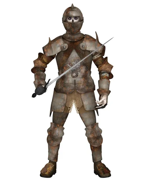 Undead Zombie Knight Rusty Armour Sword Fantasy Illustration Undead Zombie — Stock Photo, Image