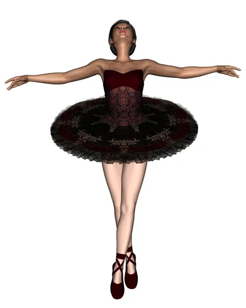 Ballerina Tutù Rosso Illustrazione Una Ballerina Classica Dai Capelli Scuri — Foto Stock