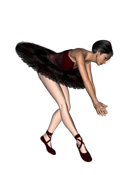 Bailarina Bailando Tutú Rojo Ilustración Una Bailarina Clásica Cabello Oscuro —  Fotos de Stock