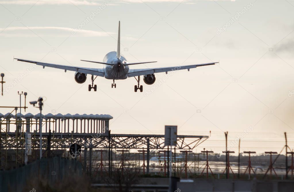 Plane landing at the airport