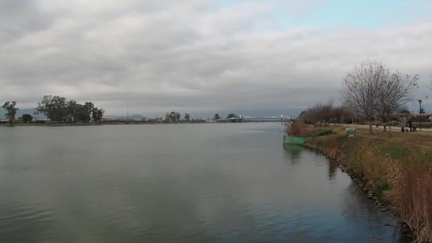 Video Floden Ebro Passerar Genom Deltebre Floden Ebros Delta Ett — Stockvideo