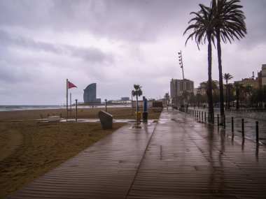 Barcelona, İspanya - Nisan 11, 2018:image Barcelona beach
