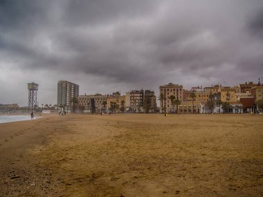 Barcelona, İspanya - Nisan 11, 2018:image Barcelona beach