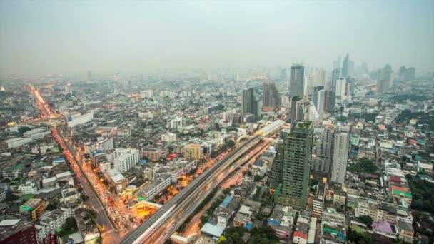 Bangkok şehir alacakaranlık zaman atlamalı — Stok video