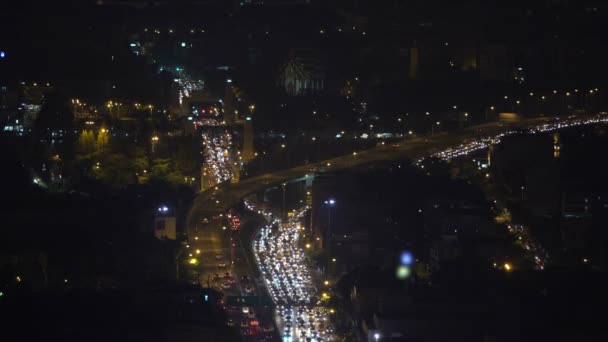 Traffic jam in bangkok city at night — Stock video