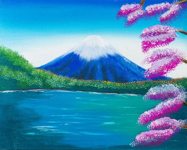 Pintura de montaña fuji —  Fotos de Stock