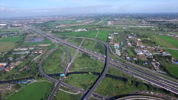 Вид с воздуха на шоссе в Бангкоке Таиланд — стоковое видео