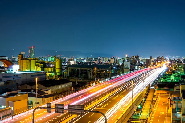 Nacht Stadt und Verkehr — Stockfoto