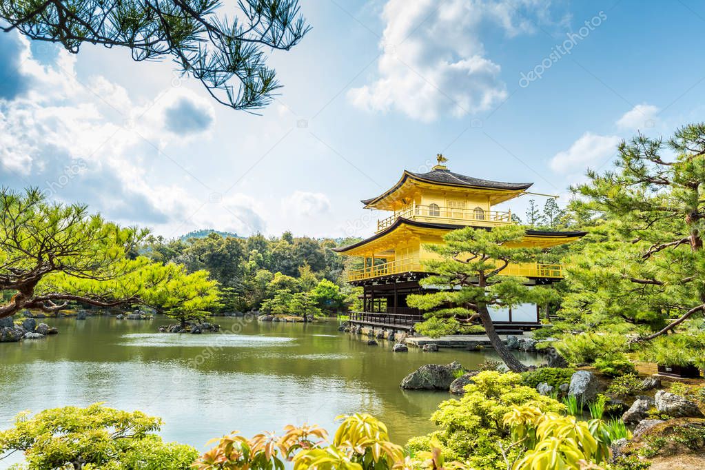 Architecture at Kinkakuji Temple (The Golden Pavilion) in Kyoto,