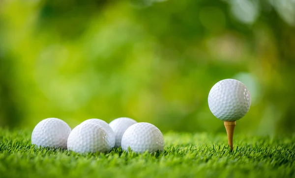 Golf topu tee uygulamaya hazır üzerinde — Stok fotoğraf