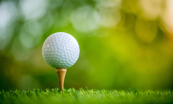 Bola de golfe no tee pronto para jogar — Fotografia de Stock