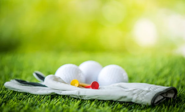 Golf topu karınca tee ile deri eldiven — Stok fotoğraf