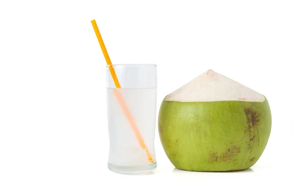 Água de coco fresca com coco — Fotografia de Stock