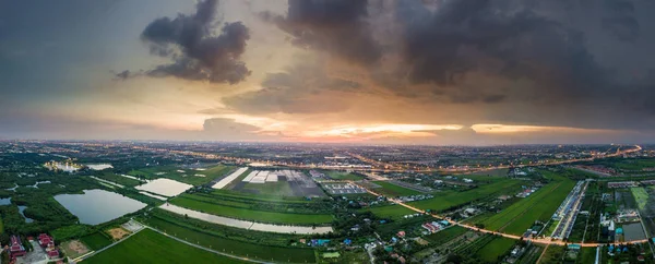 Aerial view panorama of sunset — Stock Photo, Image