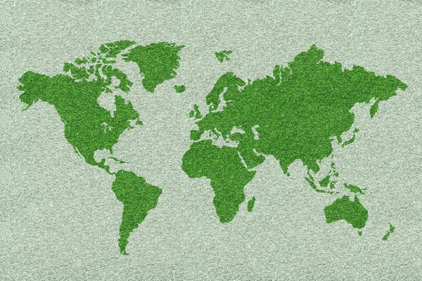 在绿色草地上的世界地图 — 图库照片
