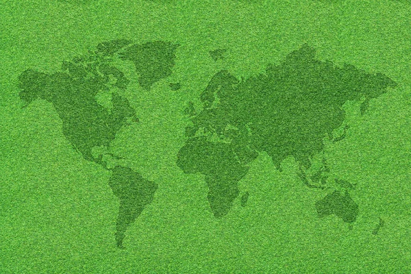 World map on green grass — Stock Photo, Image