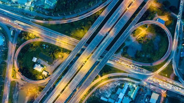 Aerial view of expressway at night — Stock Photo, Image