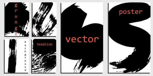 Serie Modelli Banner Bianco Nero Semplicemente Illustrazione Vettoriale — Vettoriale Stock