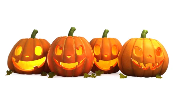 Group Halloween Pumpkin White Background — Stock Photo, Image