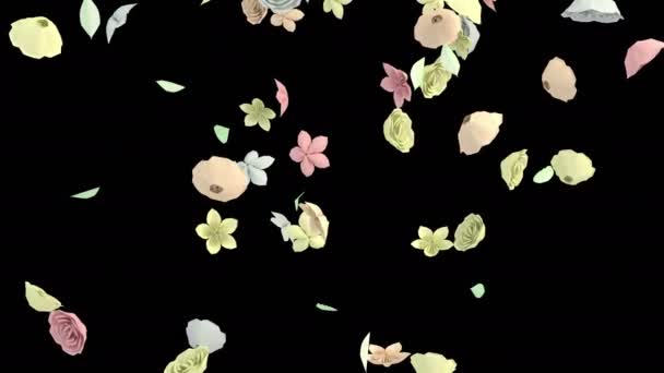 Animación Flujo Flores Papel Con Capa Alfa — Vídeo de stock