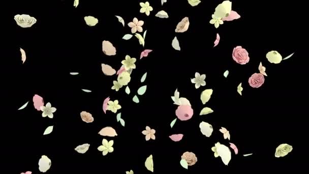 Animación Flujo Flores Papel Con Capa Alfa — Vídeos de Stock