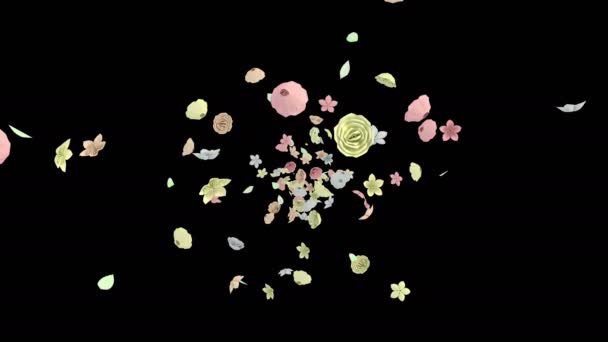 Animation Flux Fleurs Papier Avec Couche Alpha — Video