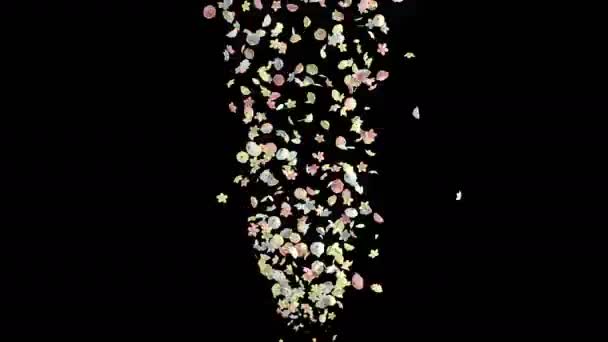 Animation Μιας Ροής Λουλούδι Χαρτί Άλφα Στρώμα — Αρχείο Βίντεο