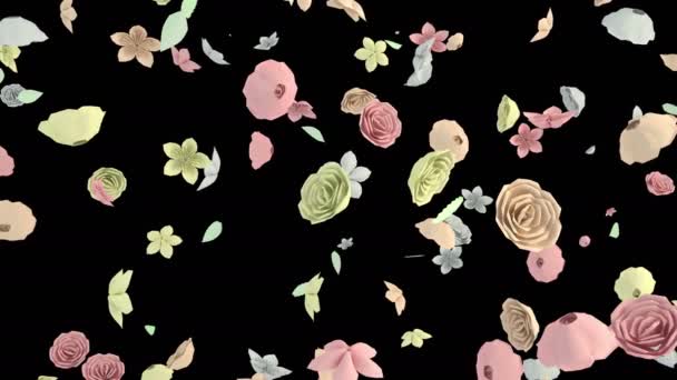 Animation Eines Papierblumenflusses Mit Alphaschicht — Stockvideo