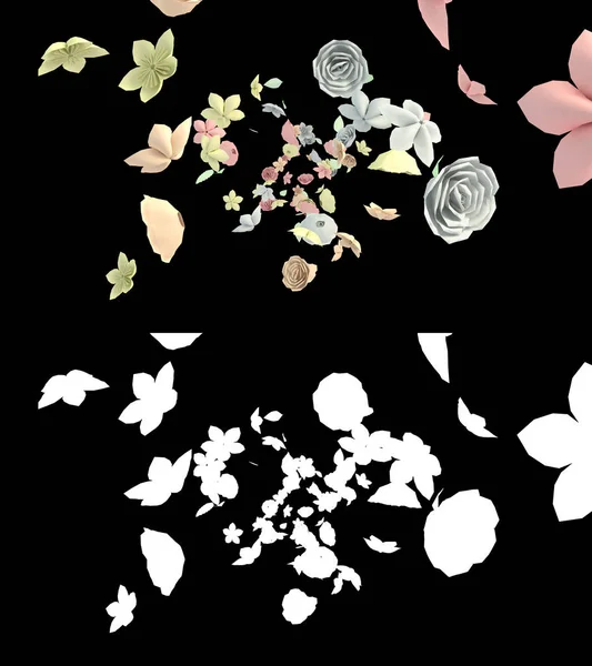 Alfa Katmanlı Kağıttan Bir Çiçeğin Çizimi — Stok fotoğraf