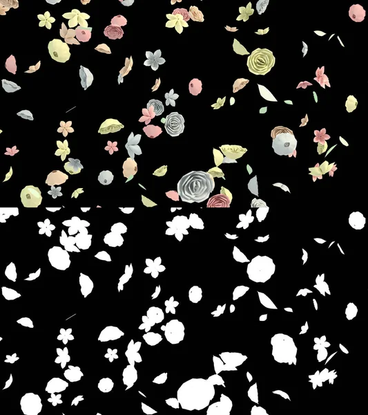 Ilustrace Toku Papírového Květu Alfa Vrstvou — Stock fotografie