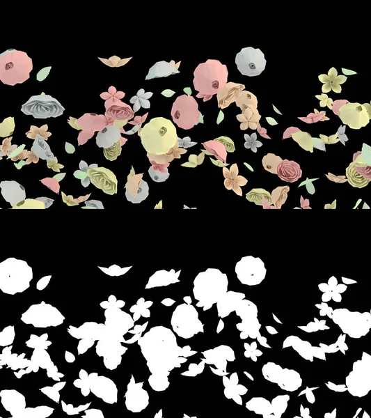 Illustration Eines Papierblumenflusses Mit Alpha Schicht — Stockfoto