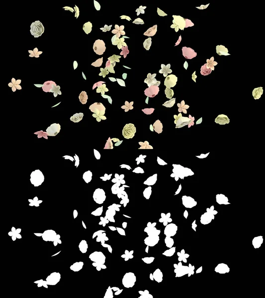 Ilustracja Przepływu Kwiatu Papieru Warstwą Alfa — Zdjęcie stockowe